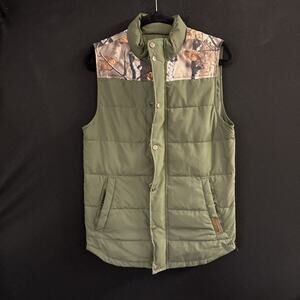 Legendary Whitetails S/M Puffer Best Green Camo Vest Full Zip Hunting Outdoor